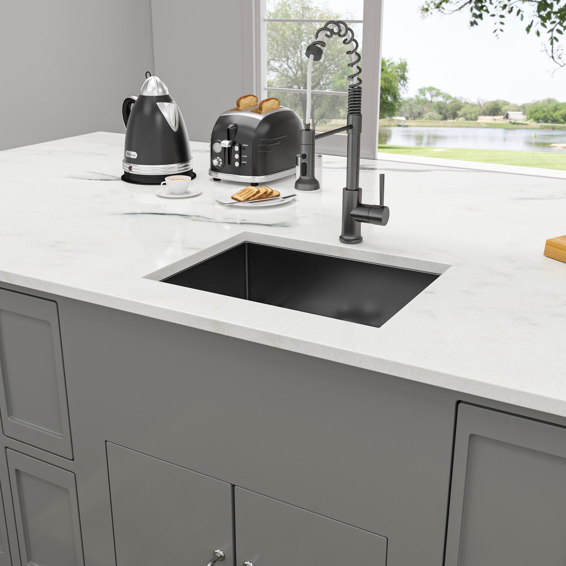 Lordear 23" x 18" Stainless Steel Undermount Gunmetal Black Single Bowl Bar Sink  from Lordear