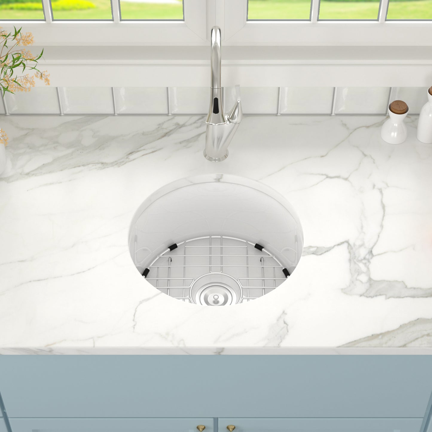 Lordear 18" White Ceramic Round Undermount Single Bowl Bar Sink  from Lordear