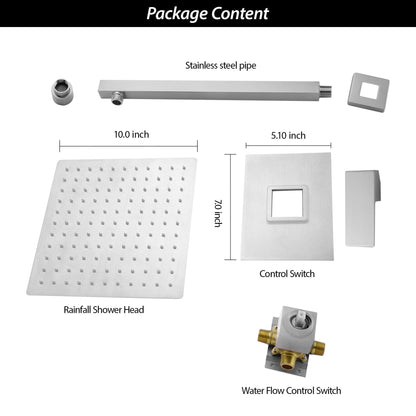 Lordear 12" Stainless Steel Wall Mount Square Rainfall Shower Head  from Lordear