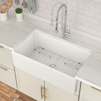 Lordear 30" x 18" White Ceramic Apron Front Farmhouse Kitchen Sink  from Lordear
