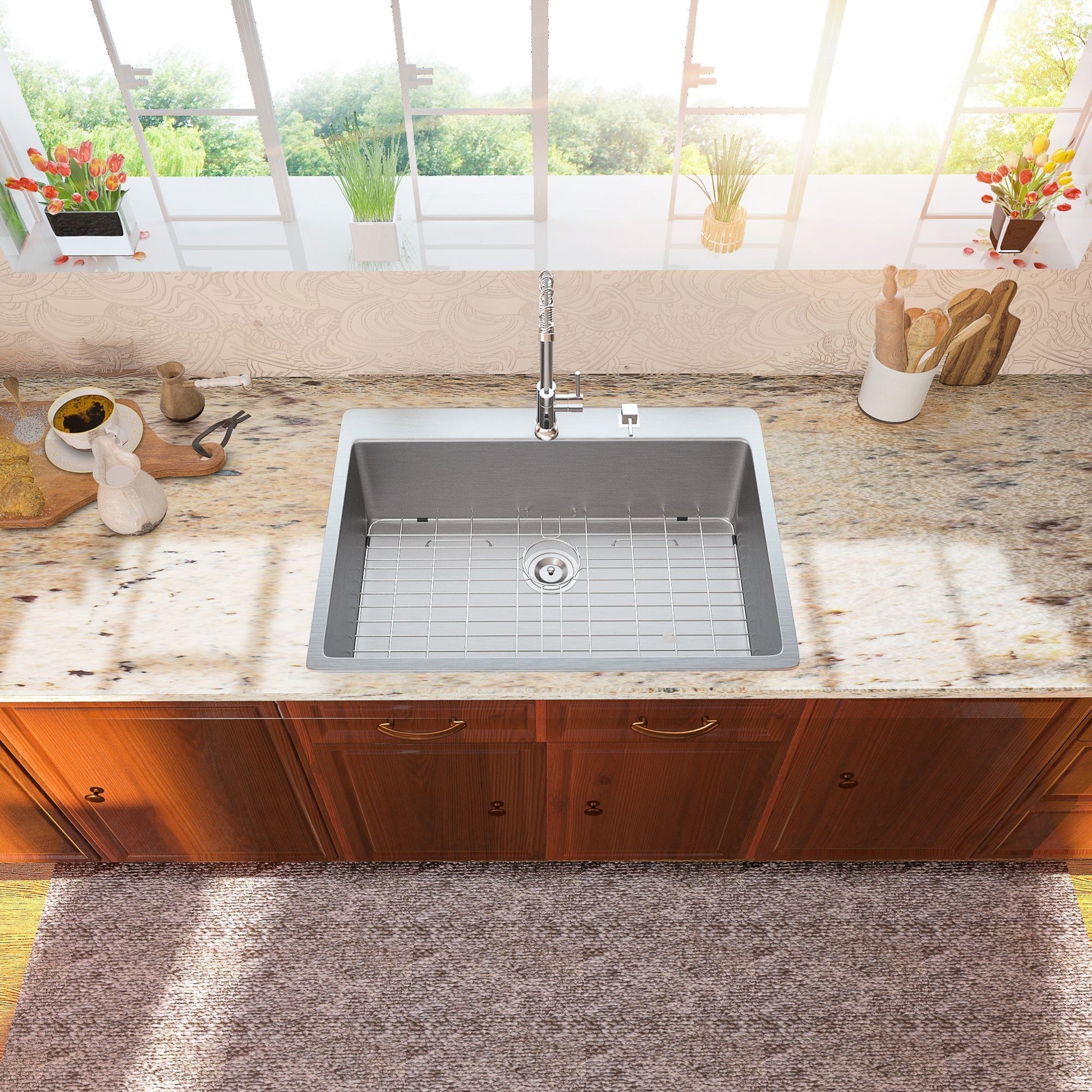 Lordear 30'' Drop In Stainless Steel Single Bowl Kitchen Sink with Bottom Grid and Strainer  from Lordear