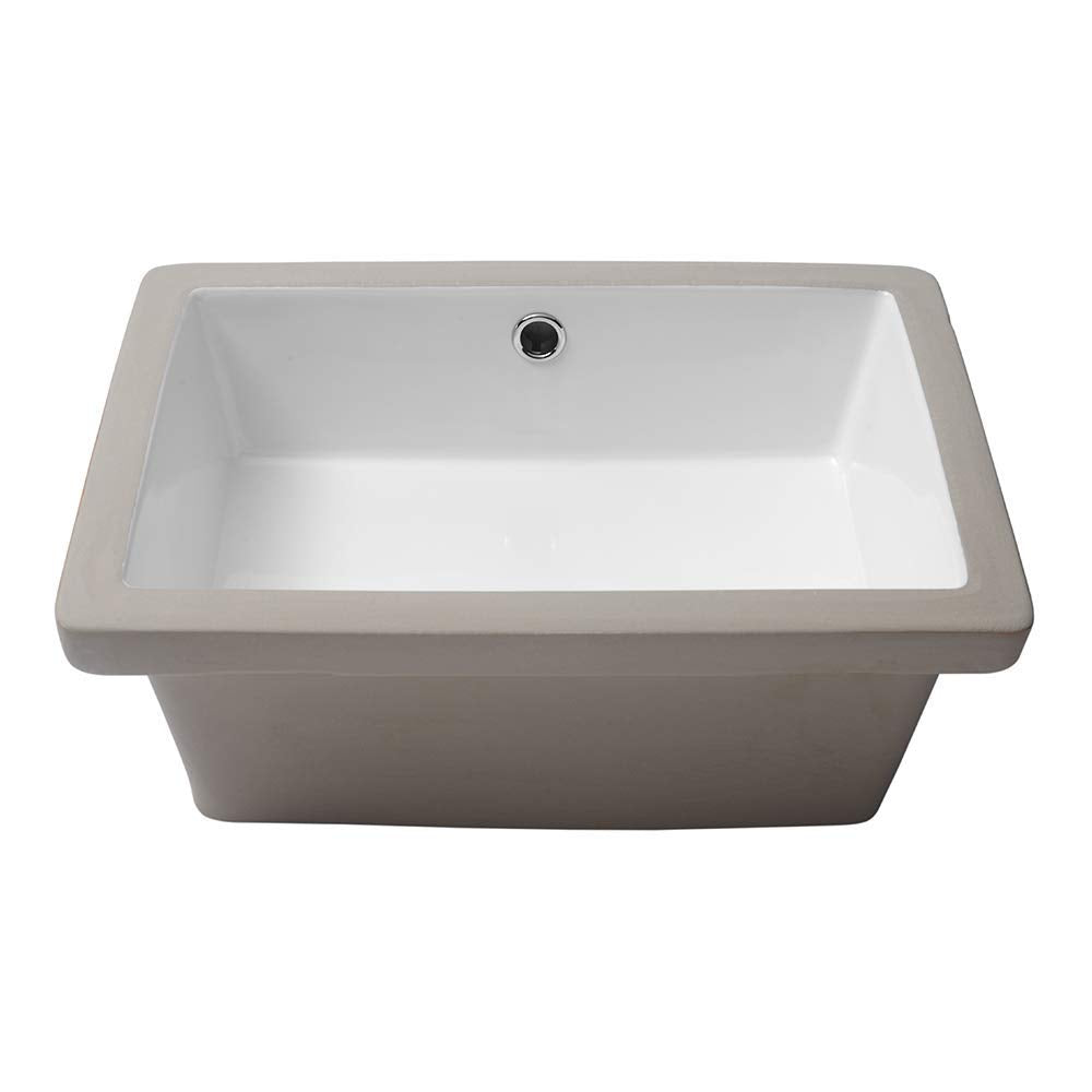 Lordear White Ceramic Rectangle Undermount Bathroom Sink with Overflow  from Lordear