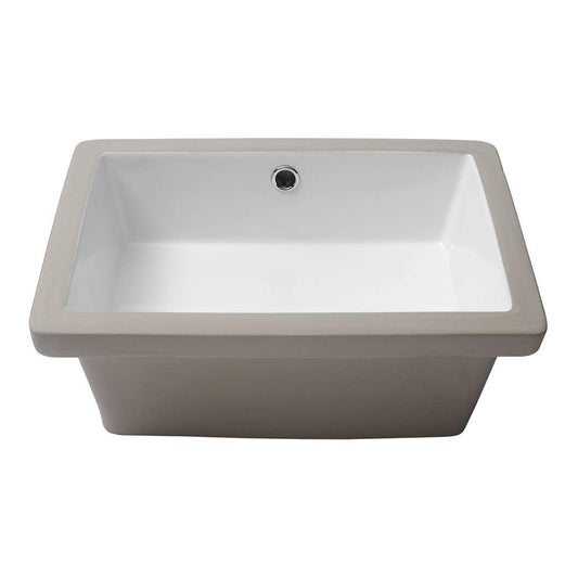 Lordear White Ceramic Rectangle Undermount Bathroom Sink with Overflow  from Lordear
