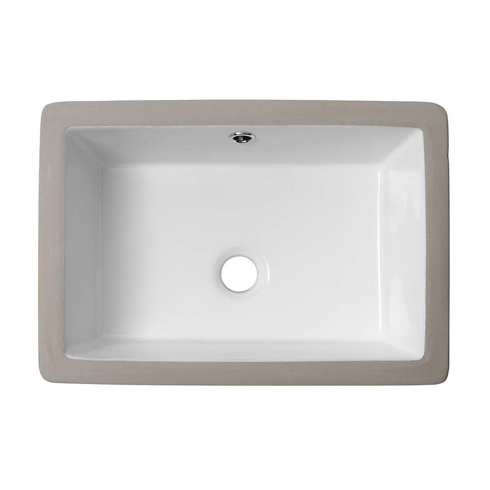 Lordear White Ceramic Rectangle Undermount Bathroom Sink with Overflow  from Lordear