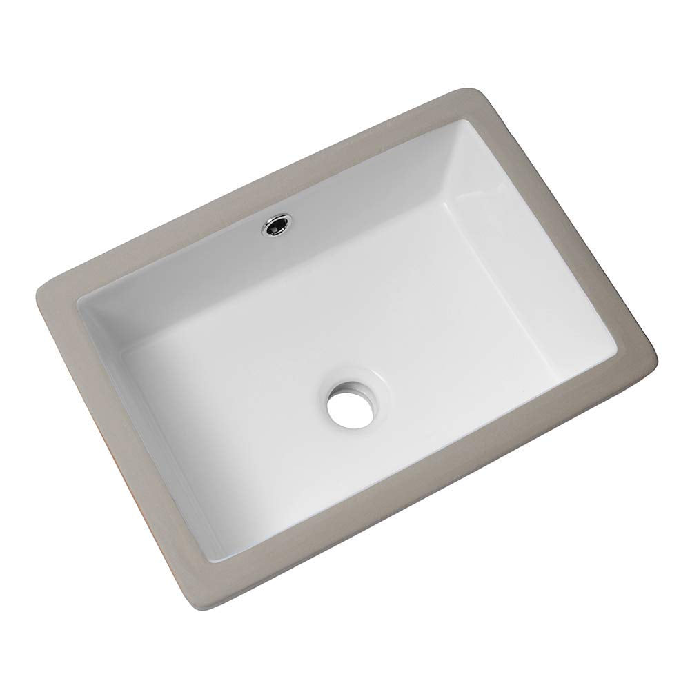 Lordear White Ceramic Rectangle Undermount Bathroom Sink with Overflow  from Lordear