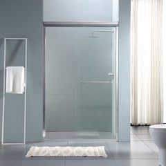 Lordear 48" W X 76" H Tempered Glass Nickel Semi-Frameless Bypass Sliding Clear Shower Door  from Lordear