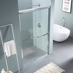 Lordear 48" W X 76" H Tempered Glass Nickel Semi-Frameless Bypass Sliding Clear Shower Door  from Lordear
