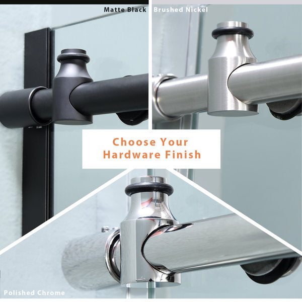 Lordear 48" W x 76" H Tempered Glass Frameless Sliding Clear Bathroom Shower Door  from Lordear