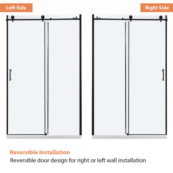 Lordear 48" W x 76" H Tempered Glass Frameless Sliding Clear Bathroom Shower Door  from Lordear