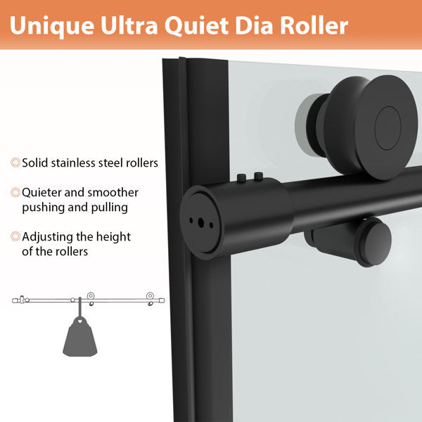 Lordear 48" W x 76" H Tempered Glass Frameless Sliding Clear Bathroom Shower Door  from Lordear