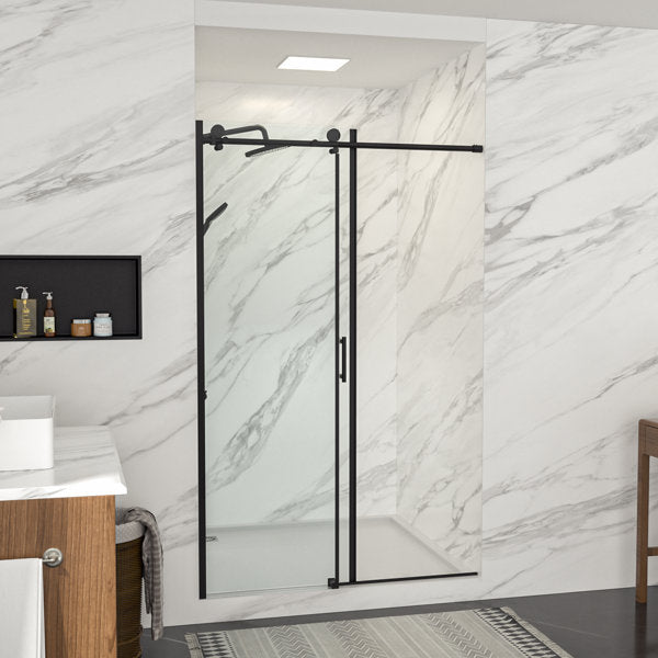 Lordear 48" W x 76" H Tempered Glass Frameless Sliding Clear Bathroom Shower Door  from Lordear