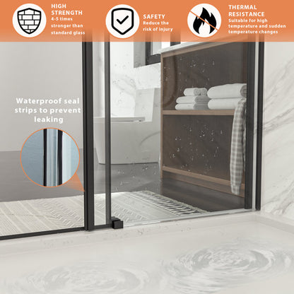 Lordear 48" W x 76" H Tempered Glass Frameless Sliding Clear Bathroom Shower Door  from Lordear