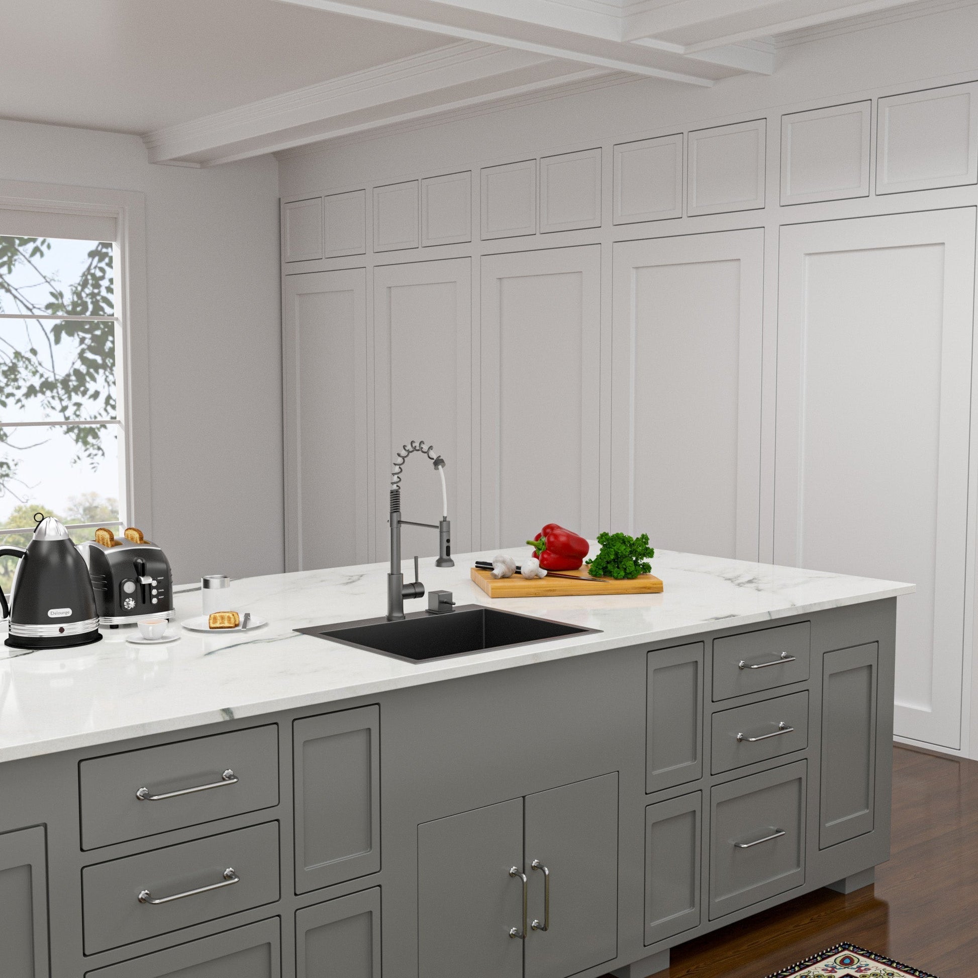 Lordear 25" x 22" Stainless Steel Drop In Gunmetal Black Single Bowl Kitchen Sink  from Lordear