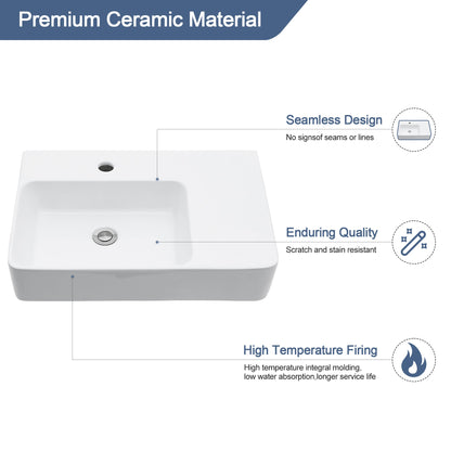 Lordear 23.25" x 16.5" White Ceramic Wall Mounted Bathroom Sink with Towel Rack  from Lordear