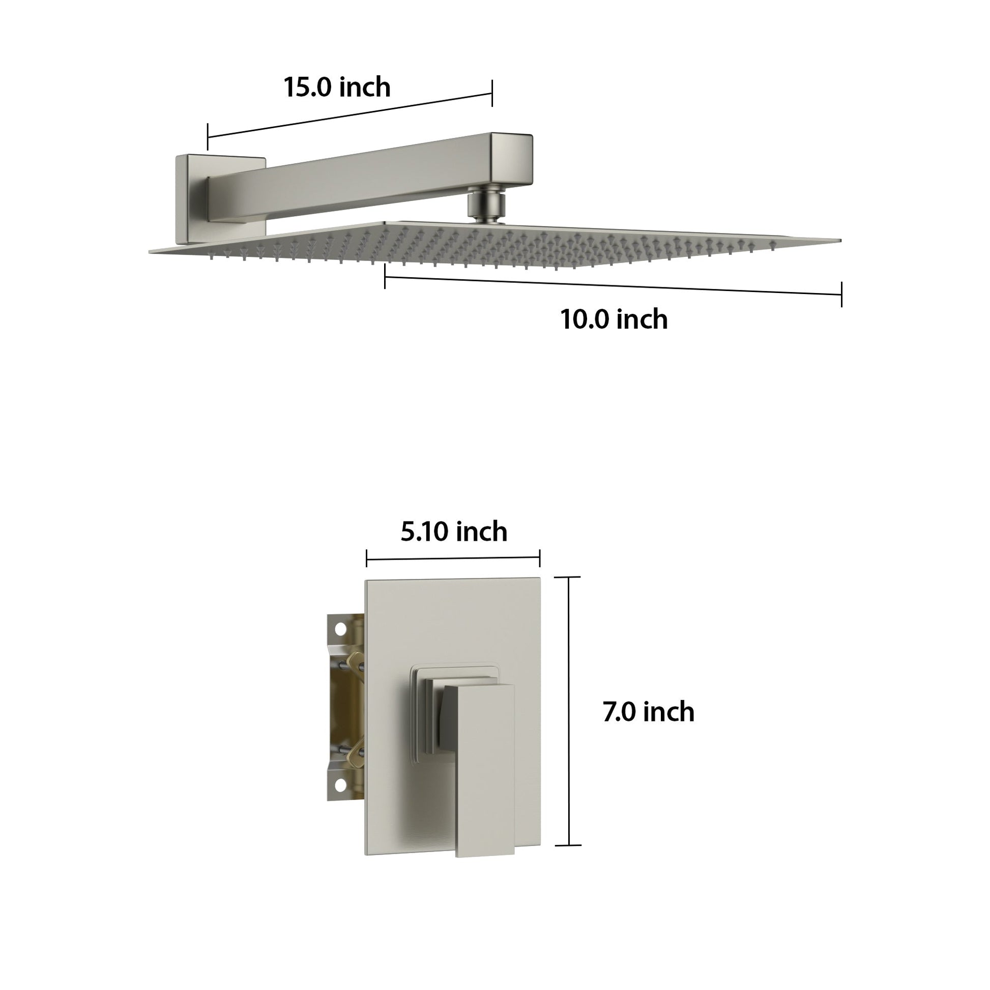 Lordear 12" Stainless Steel Wall Mount Square Rainfall Shower Head  from Lordear