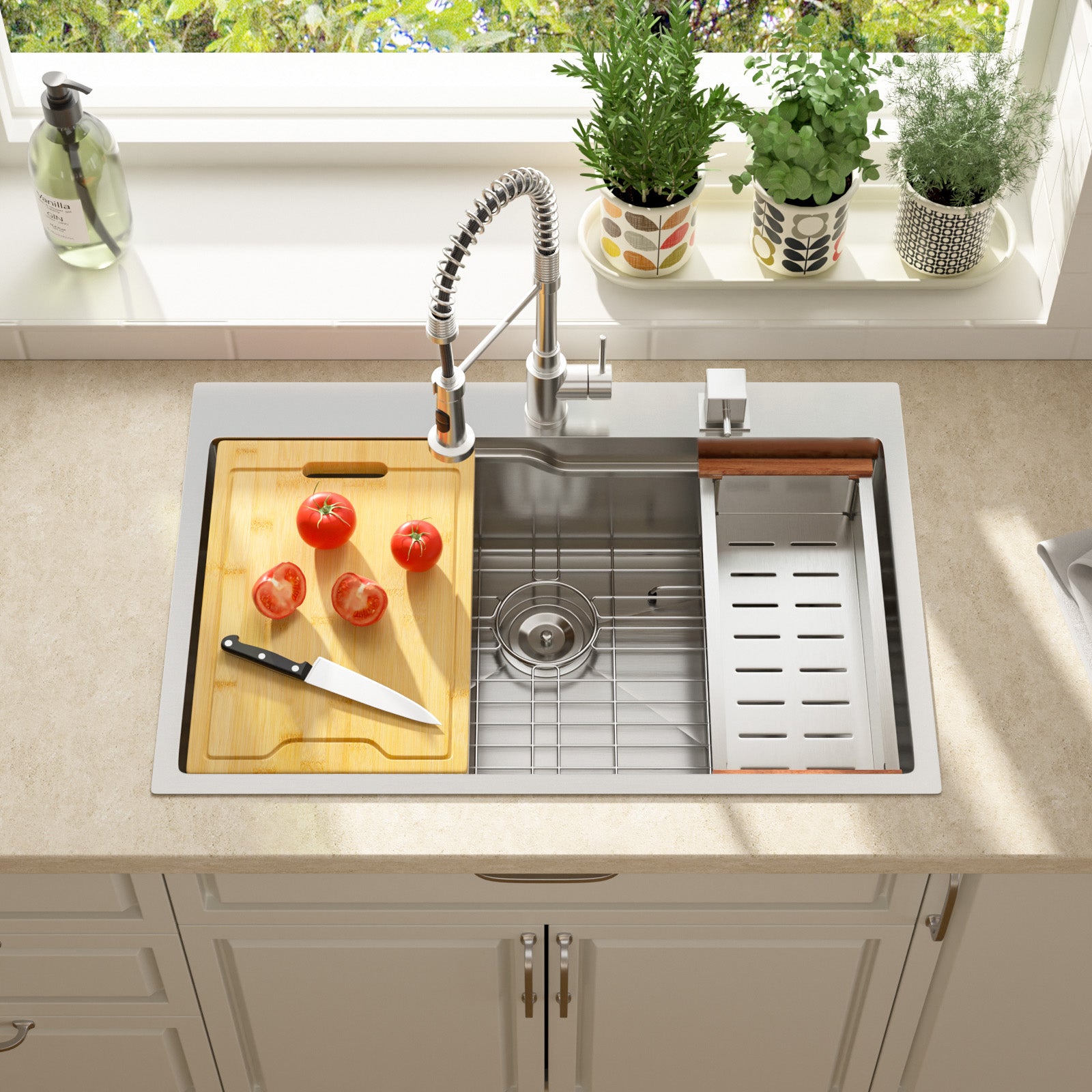 Lordear 33" x 19" Stainless Steel Drop In Single Bowl Worksation Kitchen Sink  from Lordear