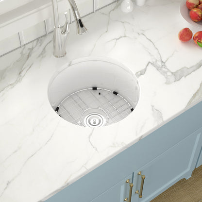 Lordear 18" White Ceramic Round Undermount Single Bowl Bar Sink  from Lordear