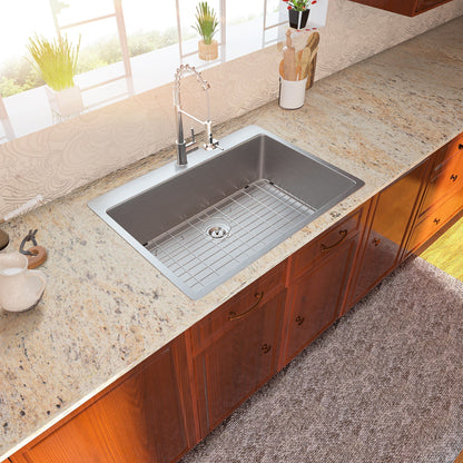 Lordear 30'' Drop In Stainless Steel Single Bowl Kitchen Sink with Bottom Grid and Strainer  from Lordear