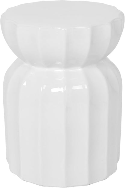 Lordear 17'' Ceramic Garden Stool Blue/White Drum Seat for Indoor Outdoor Patio, Spill-Proof Side Table, Plant Stand, Coastal Contemporary Decor  from Lordear