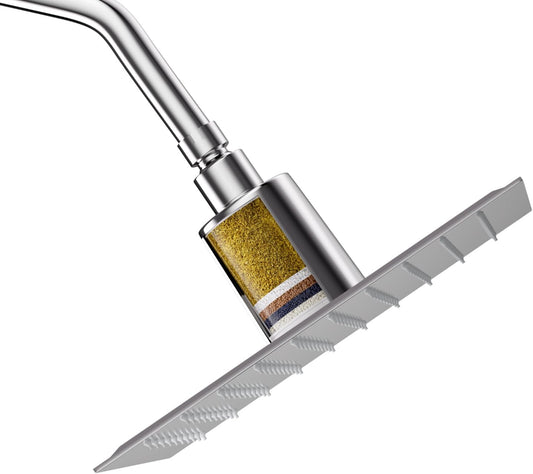 Lordear Filtered Shower Head 8 Inch Stainless Steel Square Shower Head, High Pressure Showerhead for Hard Water,Ceiling or Wall Mounted Waterfall Shower (Chrome)  from Lordear