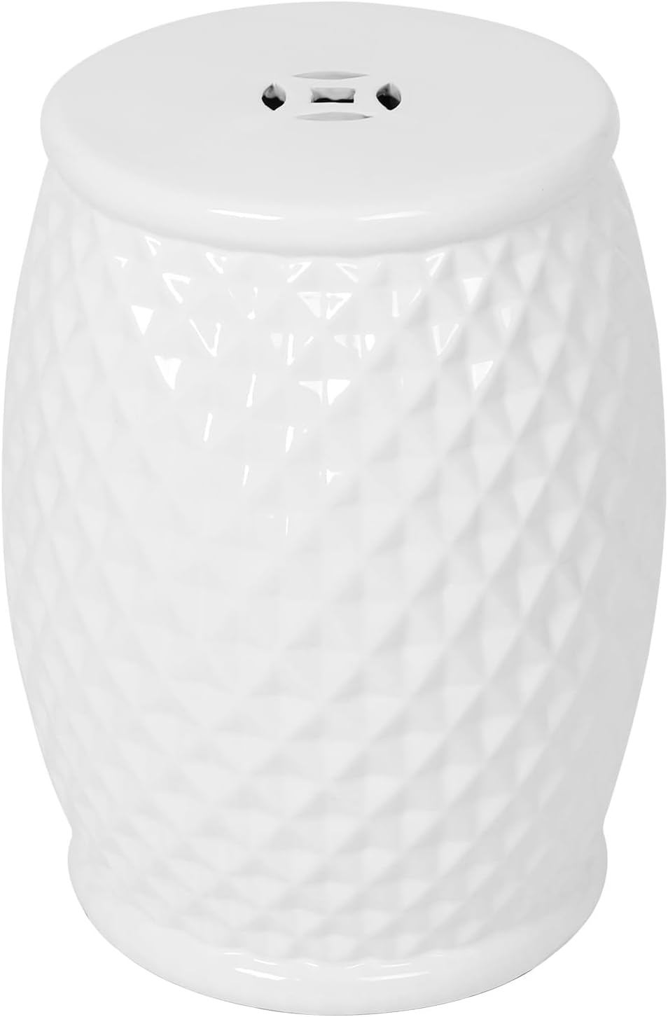 Lordear 17'' Ceramic Garden Stool Blue/White Drum Seat for Indoor Outdoor Patio, Spill-Proof Side Table, Plant Stand, Coastal Contemporary Decor  from Lordear