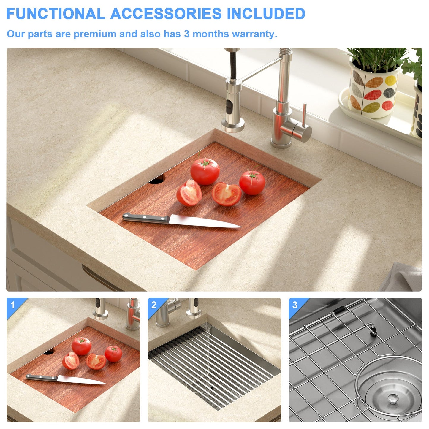 Lordear 15" Stainless Steel Undermount Single Bowl Workstation Bar Sink  from Lordear