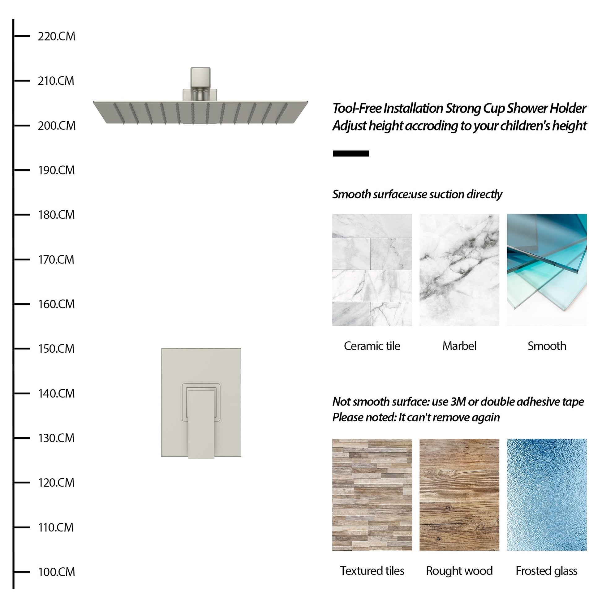 Lordear 12" Stainless Steel Wall Mount Square Rainfall Shower Head  from Lordear