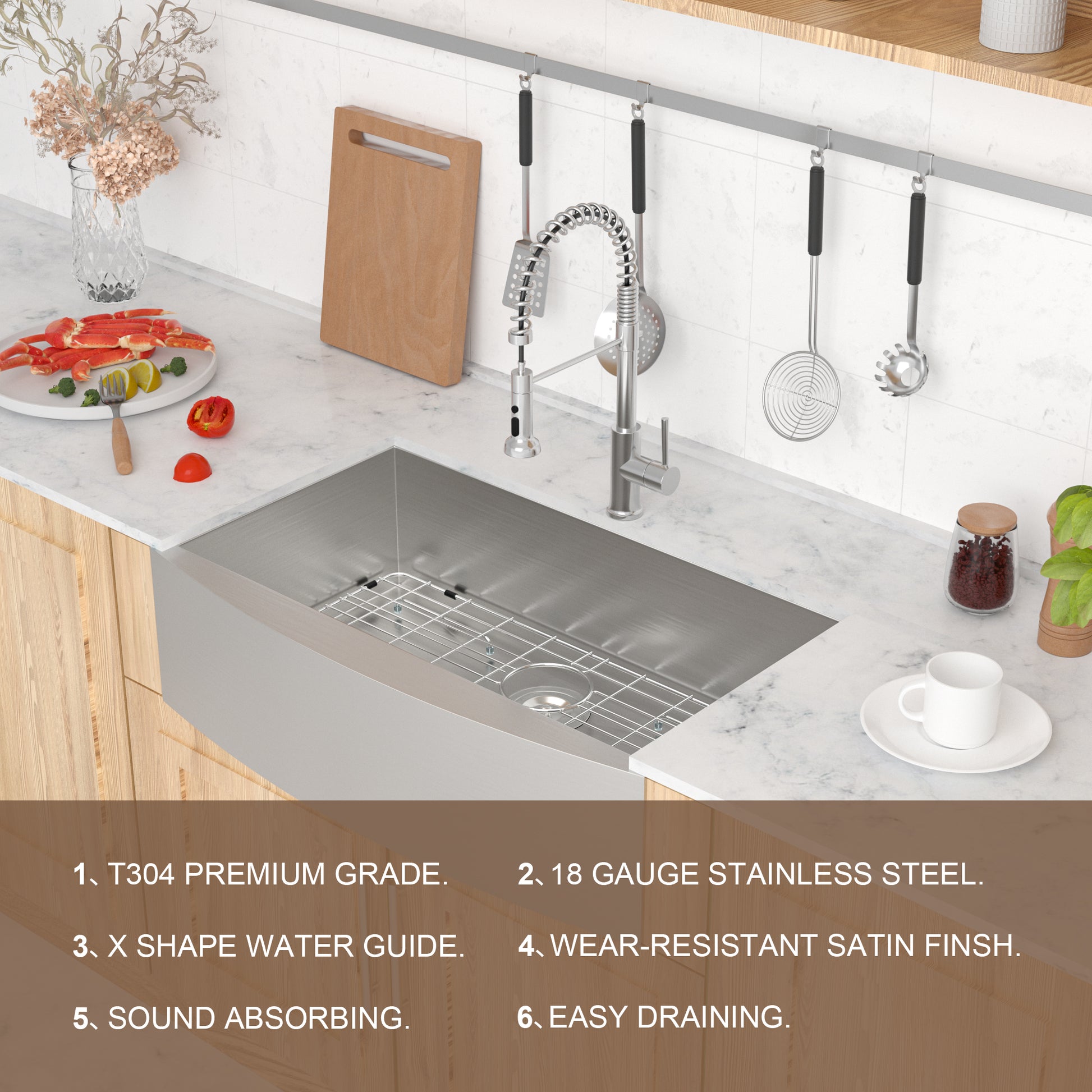 Lordear 33" Stainless Steel Apron Front Farmhouse Kitchen Sink  from Lordear