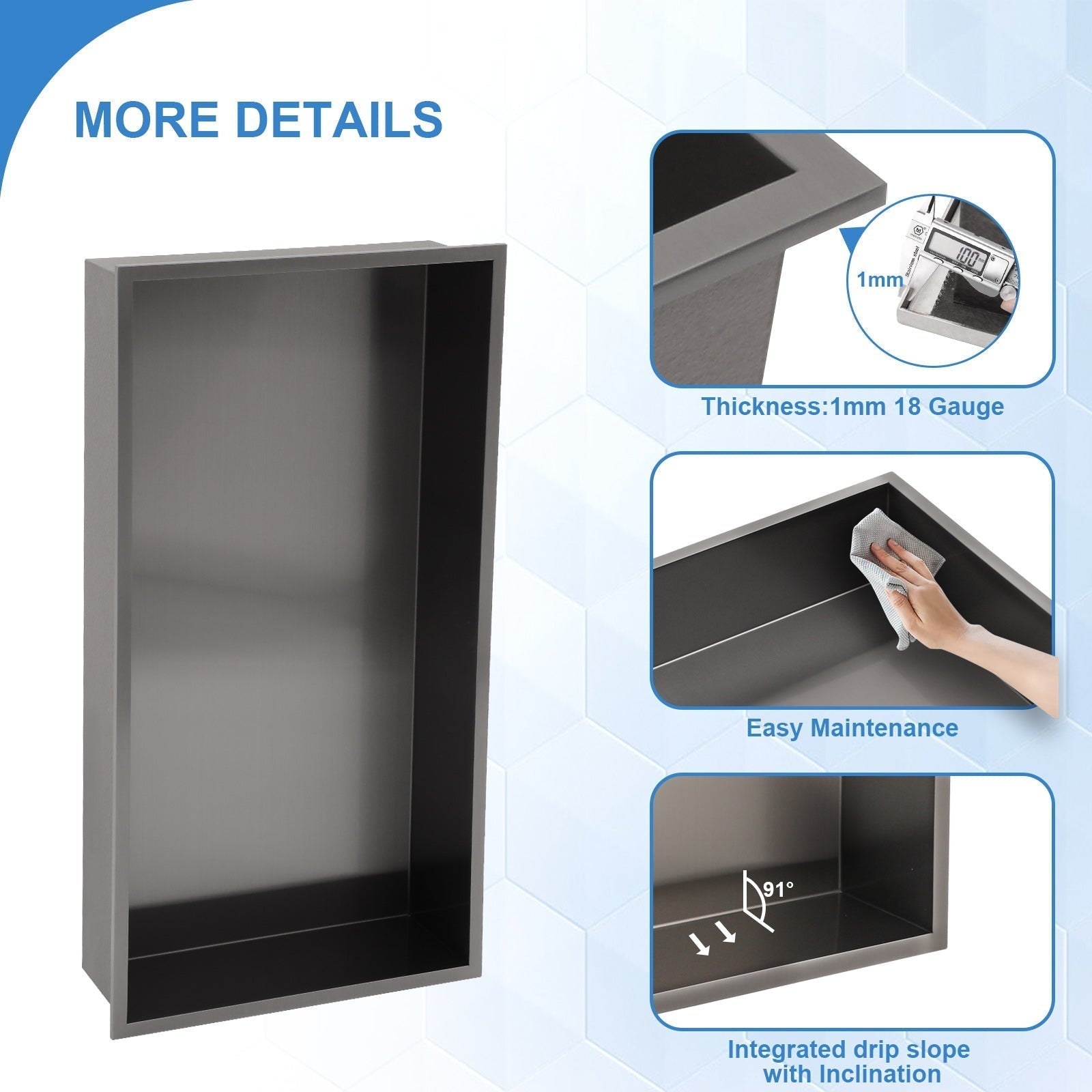 Lordear 24" x 12" Stainless Steel Rectangle Built-in Bathroom Niche  from Lordear
