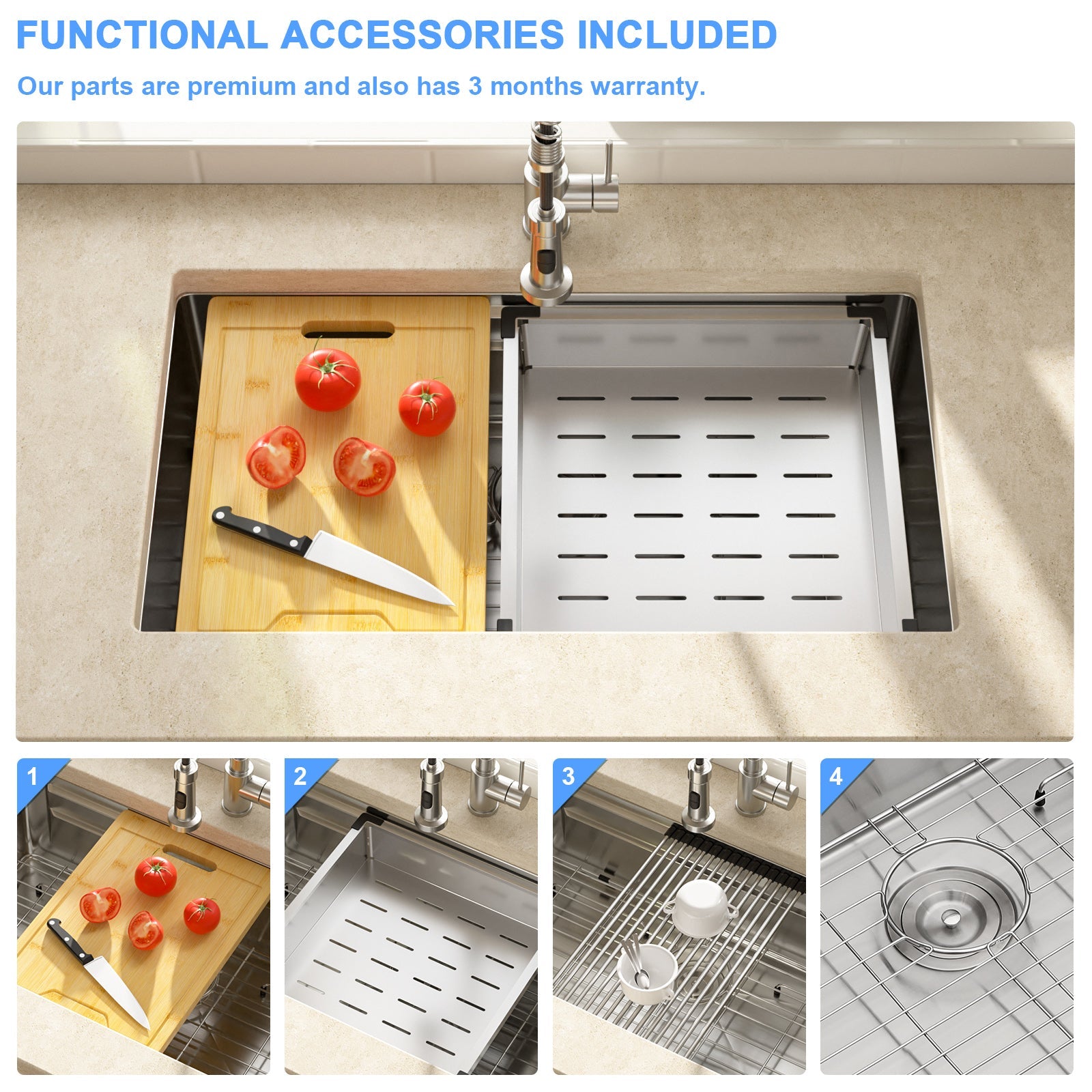 Lordear 33" Stainless Steel Undermount Single Bowl Workstation Kitchen Sink  from Lordear