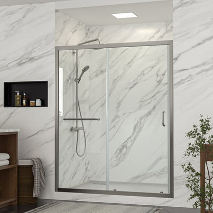 Lordear 60" W x 72" H Tempered Glass Frameless Bypass Sliding Frame Bathroom Clear Shower Door  from Lordear