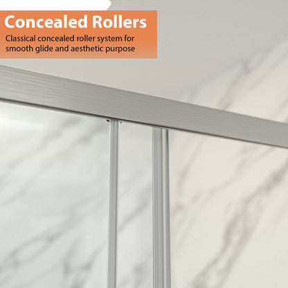 Lordear 60" W x 72" H Tempered Glass Frameless Bypass Sliding Frame Bathroom Clear Shower Door  from Lordear