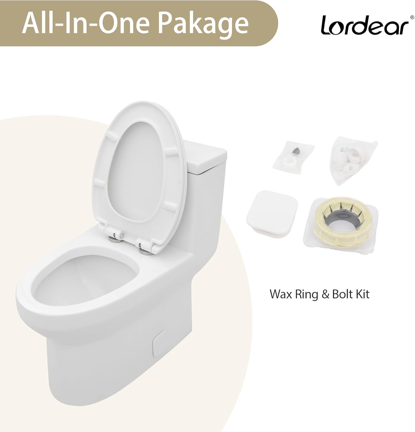 Lordear White Ceramic Floor Mounted Push Button One Piece Elongated Bidet Toilet with Comfort Soft Seat  from Lordear