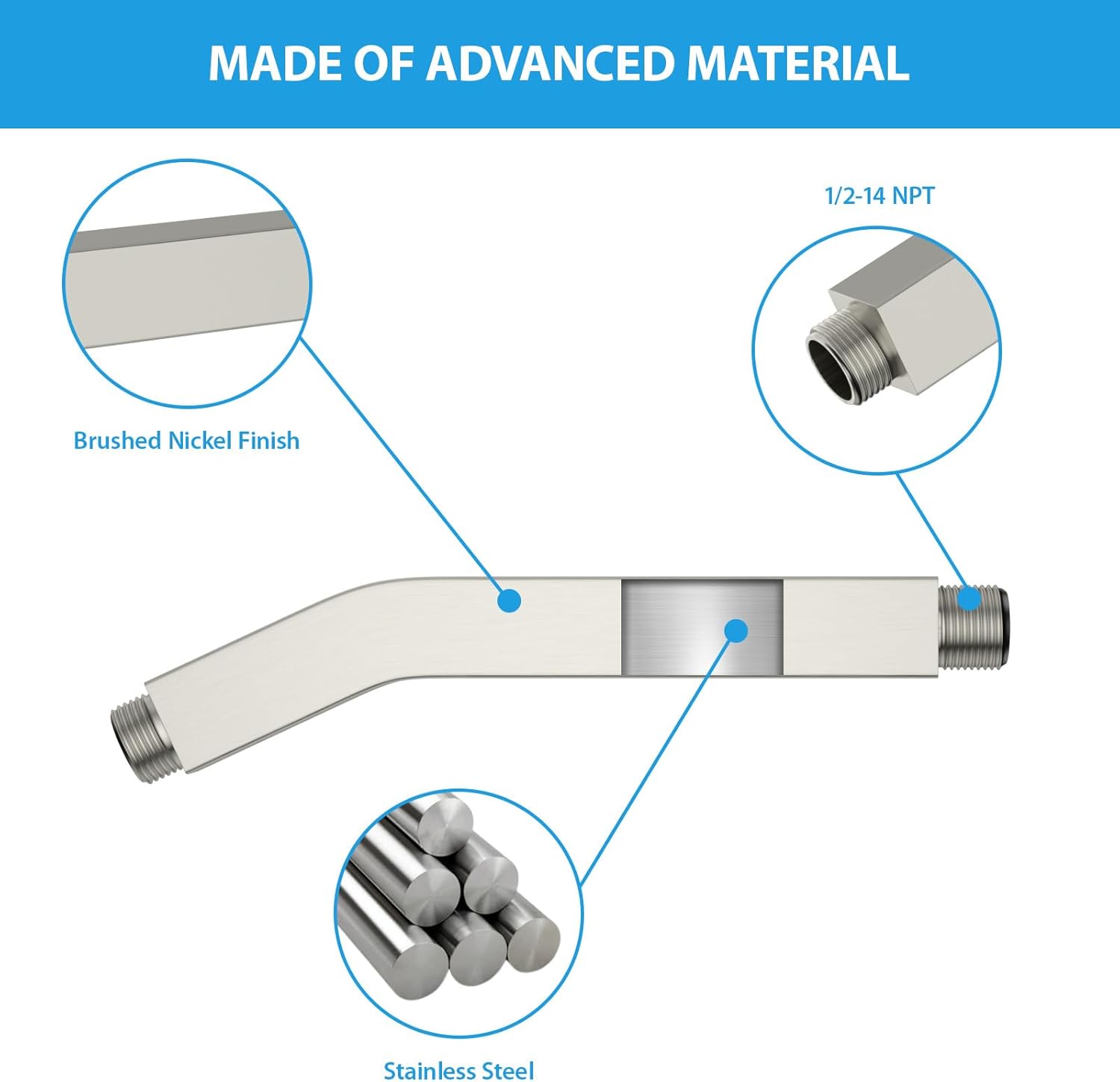 Lordear 6" Stainless Steel Wall Mounted Rain Shower Head Extension Shower Arm  from Lordear