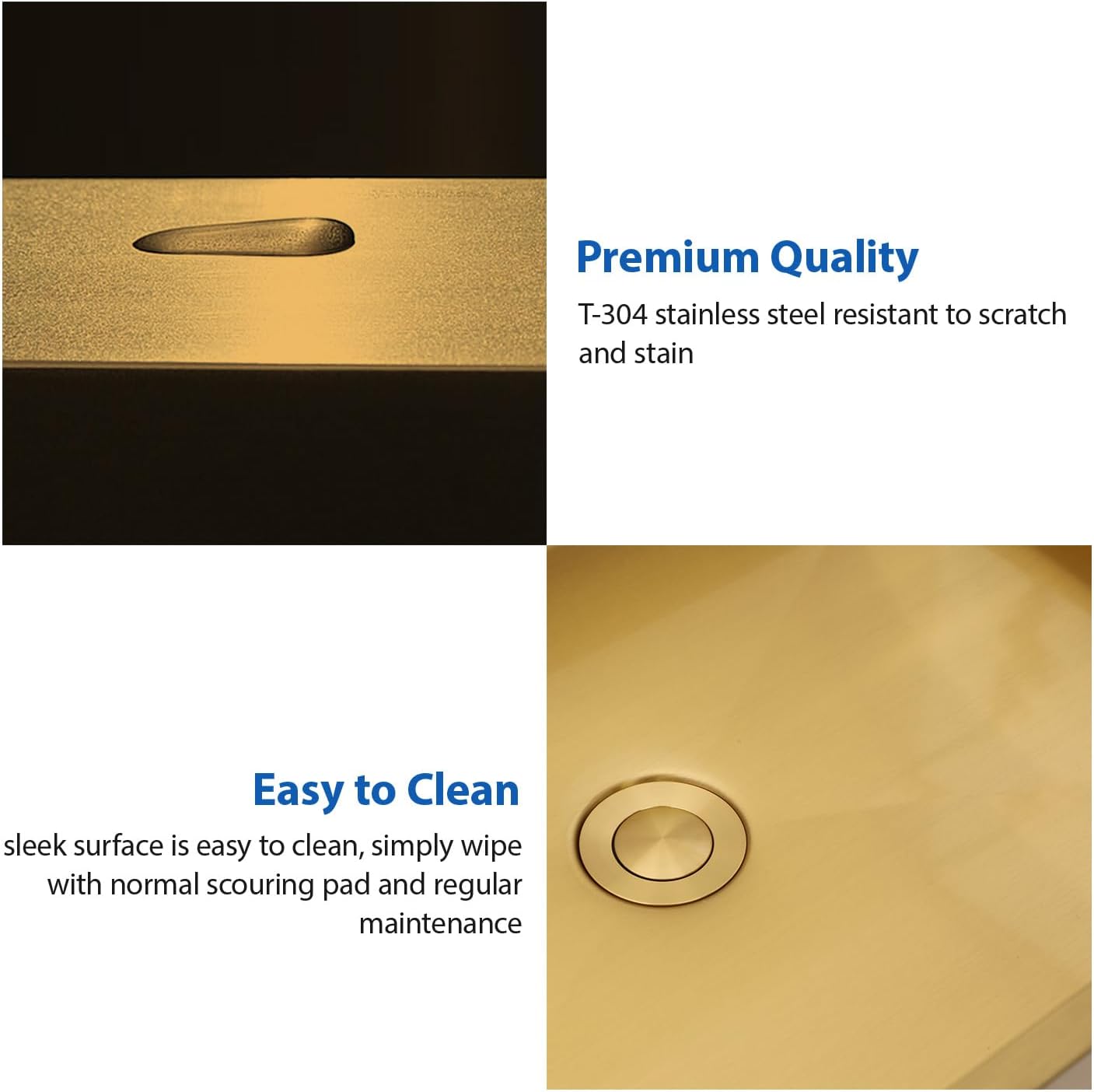 Lordear 15" x 15" Stainless Steel Gold Rectangular Countertop Vessel Bathroom Sink  from Lordear