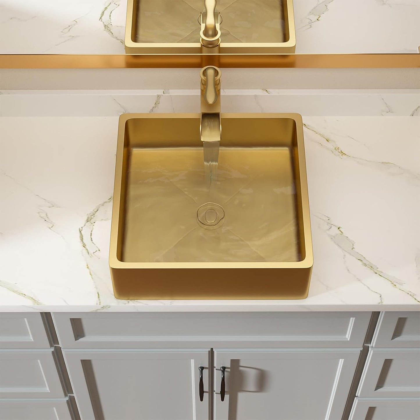 Lordear 15" x 15" Stainless Steel Gold Rectangular Countertop Vessel Bathroom Sink  from Lordear