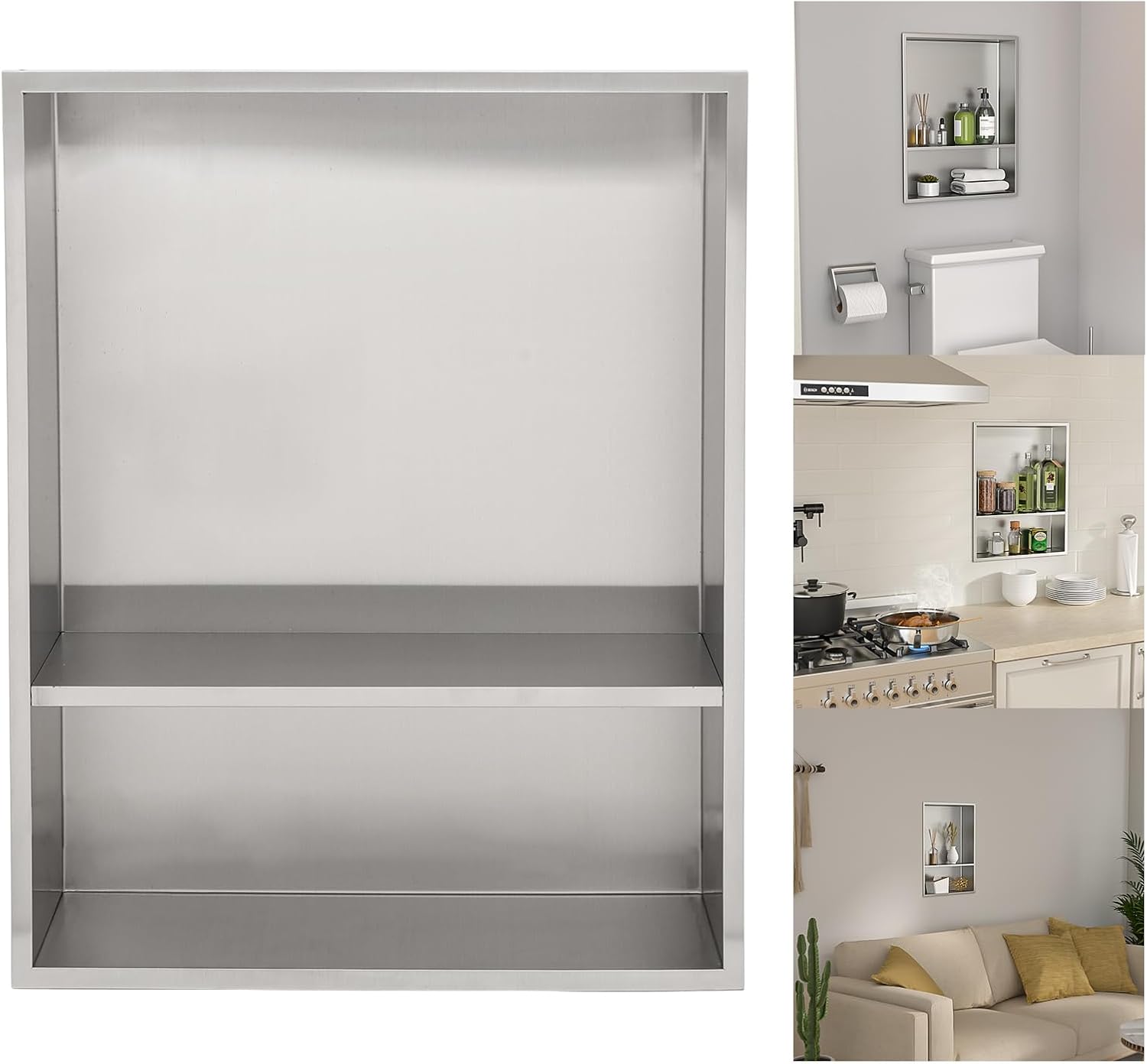 Lordear 21" x 17" Stainless Steel Rectangle Double Built-in Bathroom Niche  from Lordear