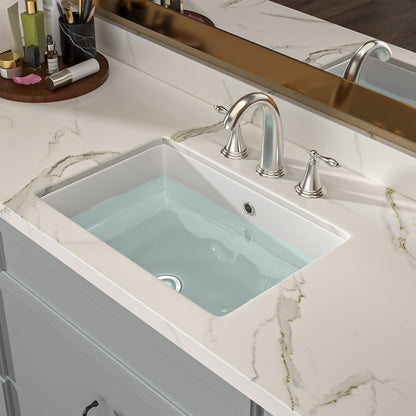 Lordear White Ceramic Rectangle Undermount Bathroom Sink with Overflow  from Lordear
