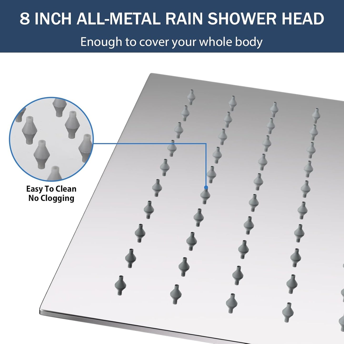 Lordear 8" Stainless Steel Square Wall Mounted Waterfall High Pressure Filtered Shower Head  from Lordear