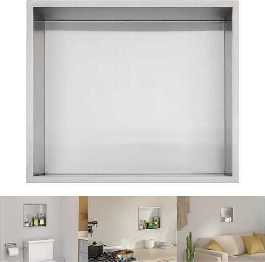 Lordear 14" x 12" Stainless Steel Bathroom Brushed Finish Rectangle Recessed Wall Niche  from Lordear