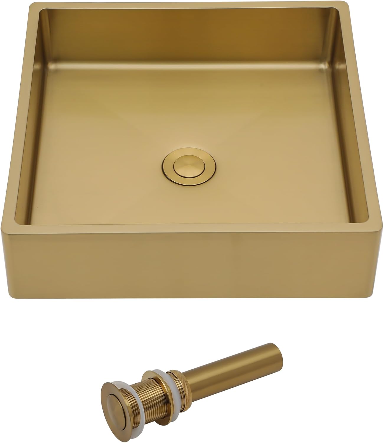 Lordear 15" x 15" Stainless Steel Gold Rectangular Countertop Vessel Bathroom Sink  from Lordear