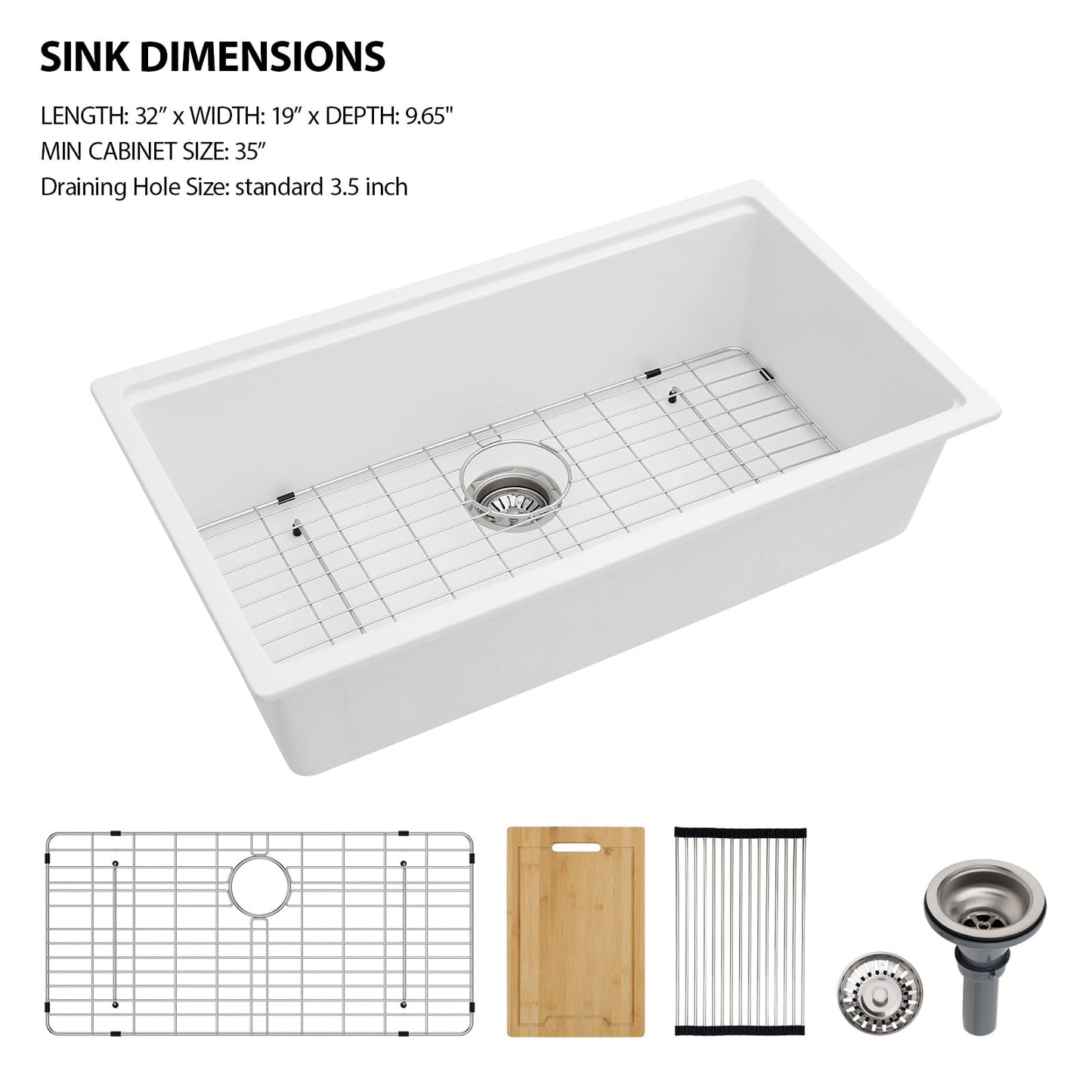 Lordear 32" Quartz Undermount Single Bowl Workstation Kitchen Sink  from Lordear