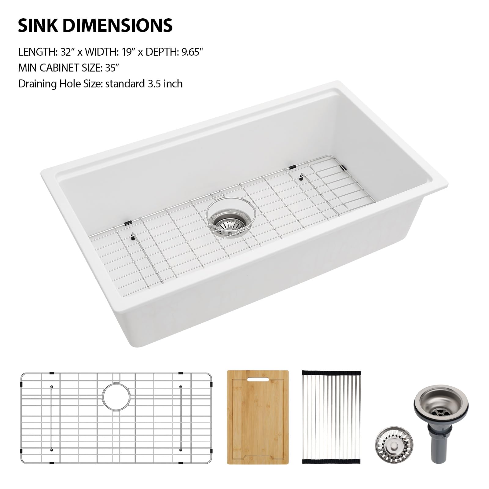 Lordear 32" Quartz Undermount Single Bowl Workstation Kitchen Sink  from Lordear