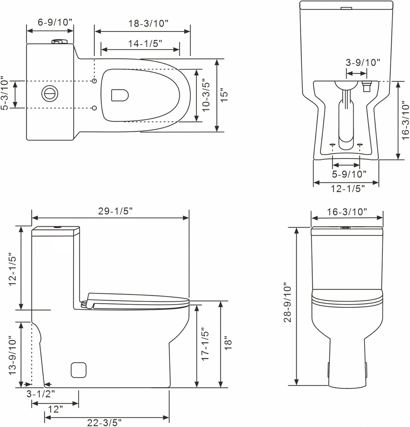 Lordear White Ceramic Floor Mounted Push Button One Piece Elongated Bidet Toilet with Comfort Soft Seat  from Lordear