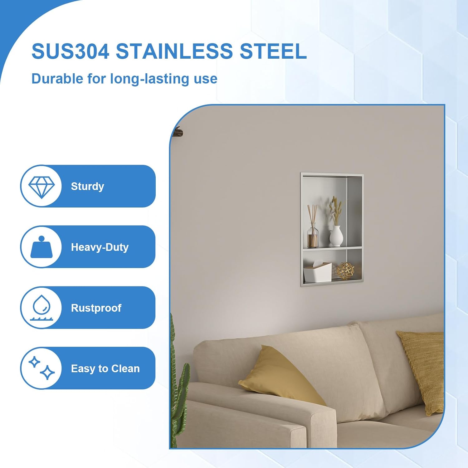 Lordear 21" x 17" Stainless Steel Rectangle Double Built-in Bathroom Niche  from Lordear