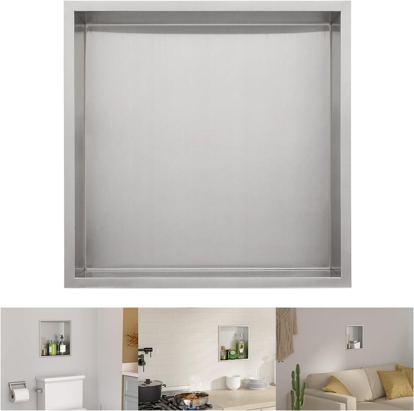 Lordear 12" x 12" Stainless Steel Bathroom Square Recessed Wall Niche  from Lordear