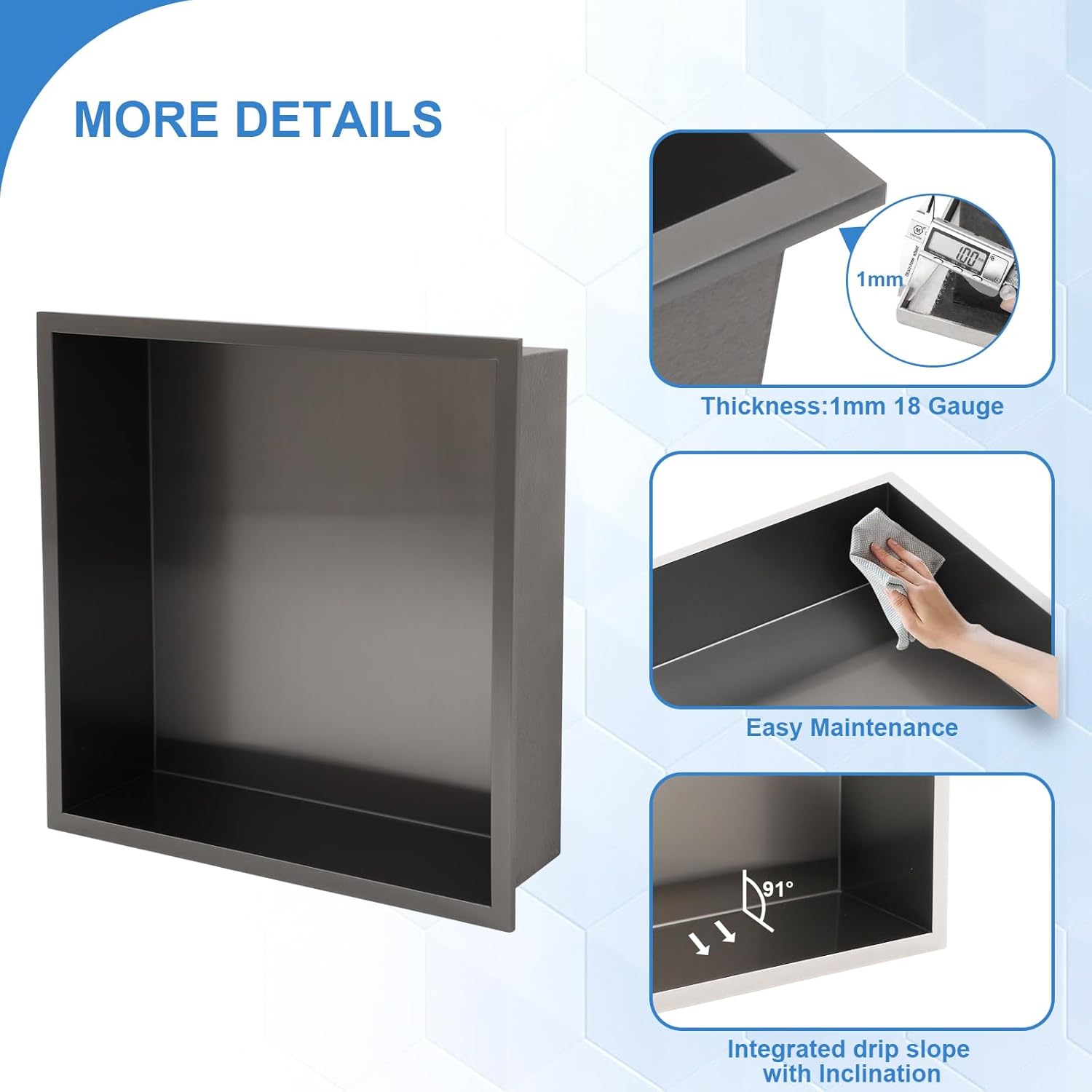 Lordear 12" x 12" Stainless Steel Bathroom Square Recessed Wall Niche  from Lordear