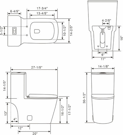 Lordear White Ceramic Elongated Floor One Piece Bidet Toilet with Comfortable Seat  from Lordear
