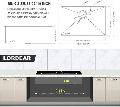 Lordear Stainless Steel Drop-In Single Bowl Kitchen Sink  from Lordear