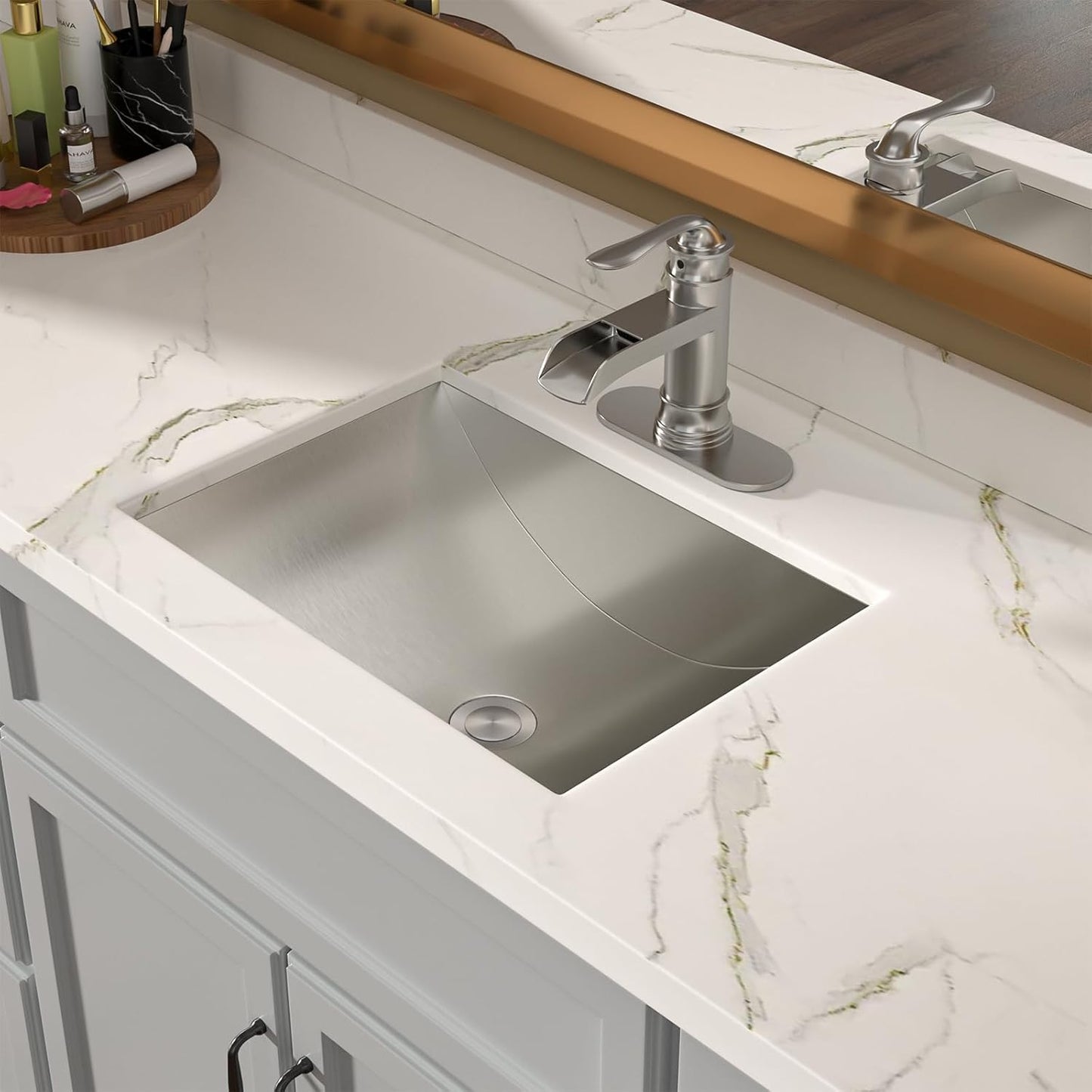 Lordear 18" Stainless Steel Undermount Rectangle Bathroom Sink with Drain  from Lordear